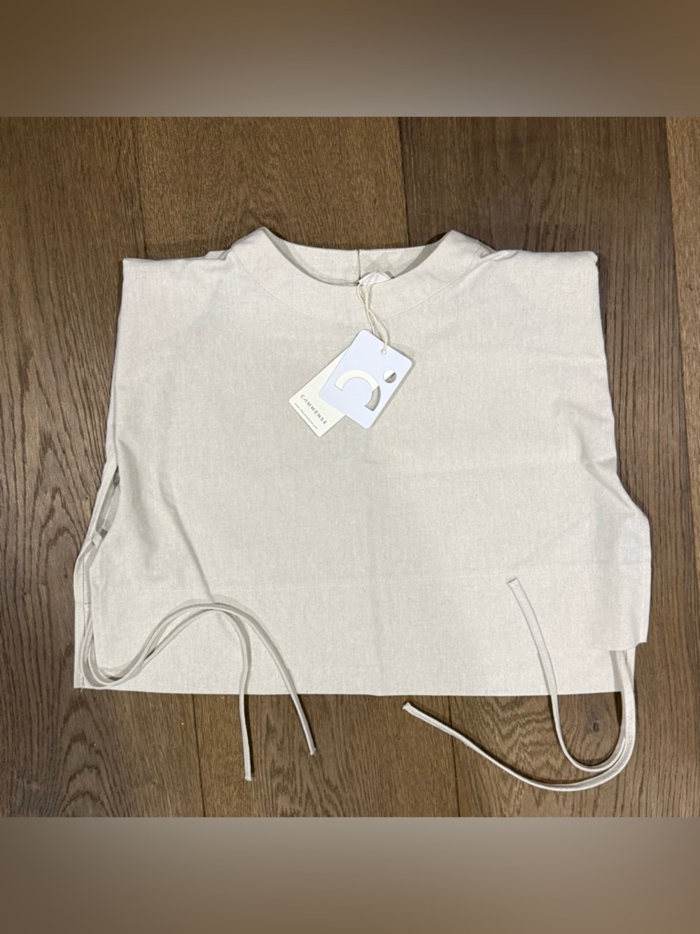 COMMENSE Utility Linen Two-Piece Wide Leg Pants Set - Ivory/Beige - XL - Picture 7 of 10